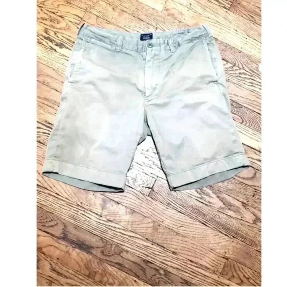 J.Crew Chinco Army Green Shorts 100% Cotton Twill Mens Size 30w 9in Inseam